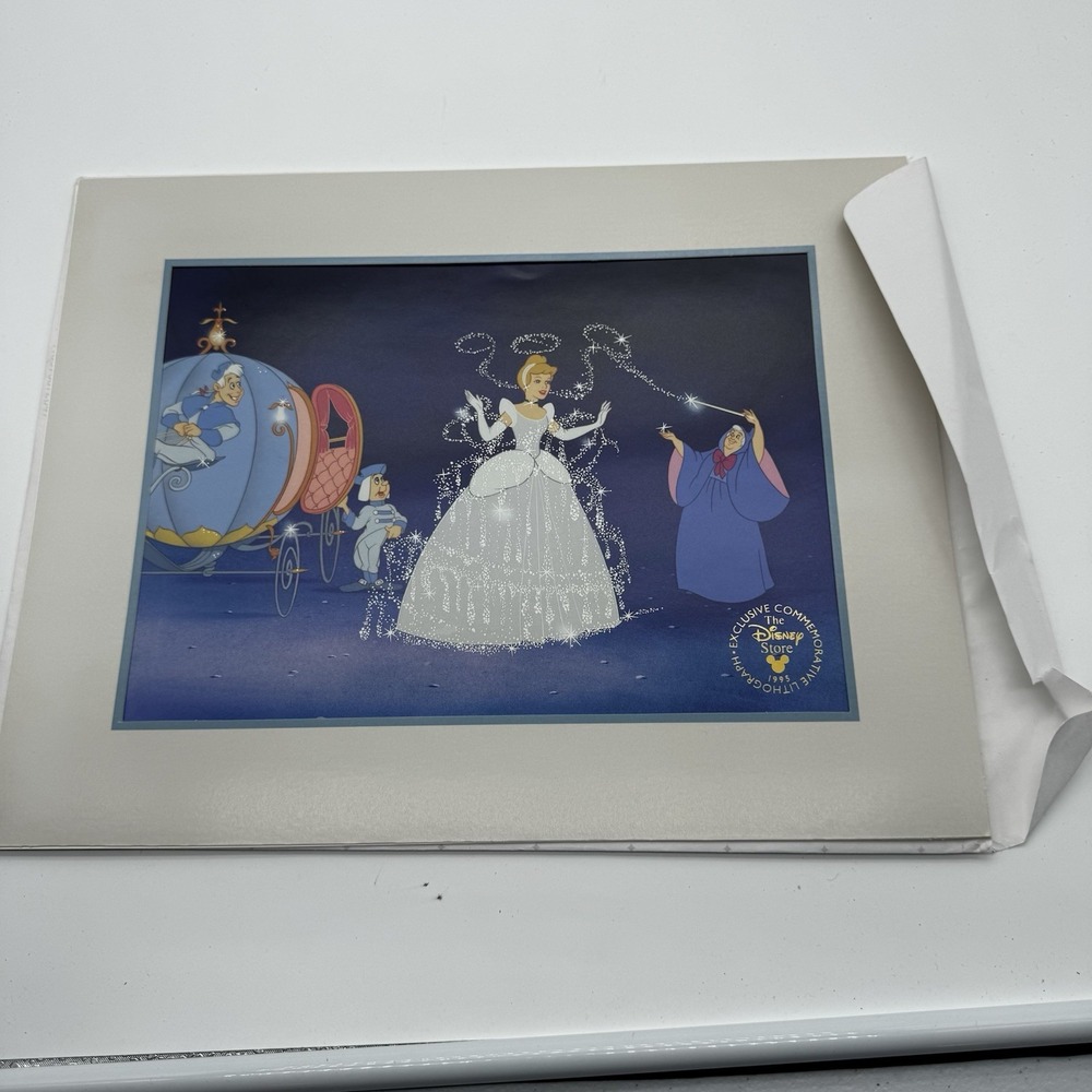 Vintage 1995 Disney Store Exclusive Commemorative Cinderella Lithograph 11x14